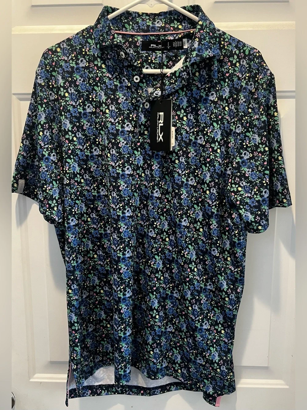 RLX Ralph Lauren Blue Floral Short-Sleeve Polo NWT